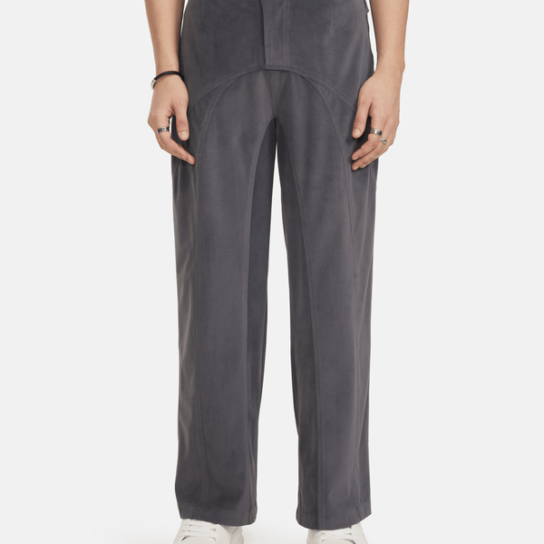 MinusTwo Dual-Tone Gray Straight Fit Pants | Luxury